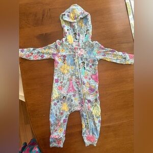 Posh Peanut Princess Print Kids One Piece - Blue and Pink